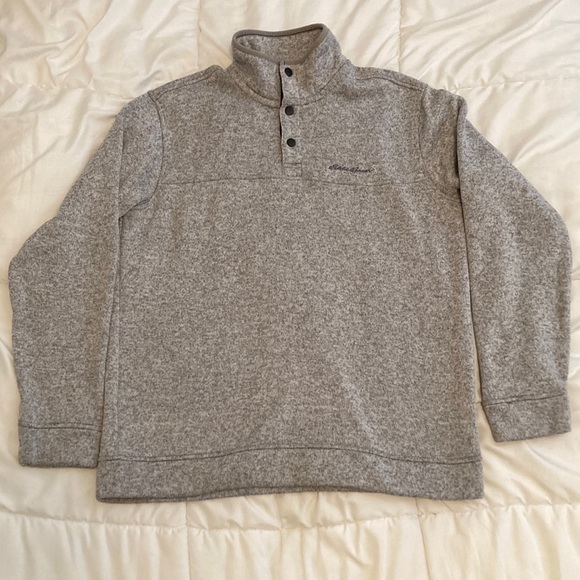Eddie Bauer Radiator Fleece Snap-Front Pullover Gray Heather Size L - Picture 1 of 6